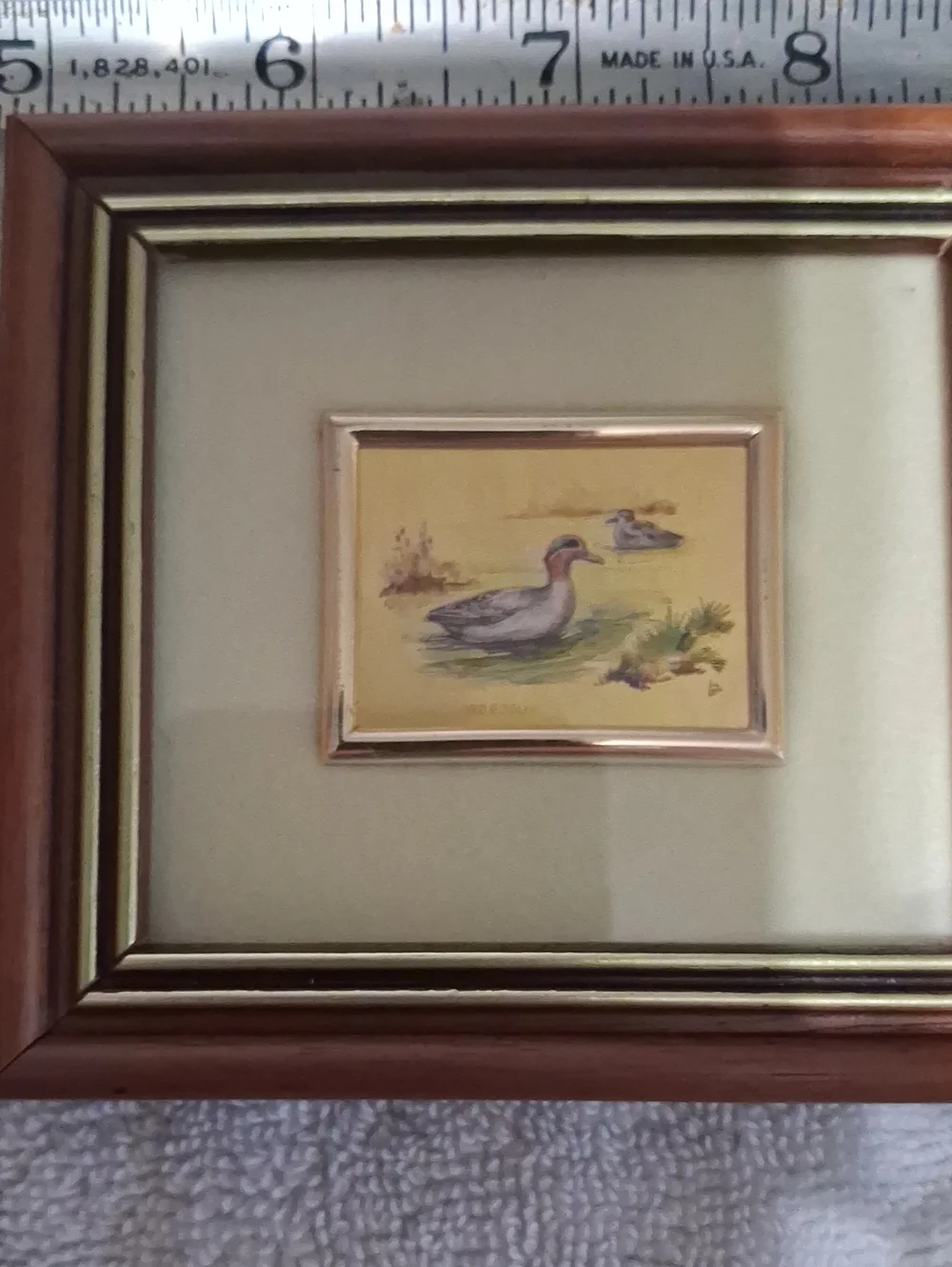 Reproduction Miniature Pair of Italian Gold Leaf Duck Prints